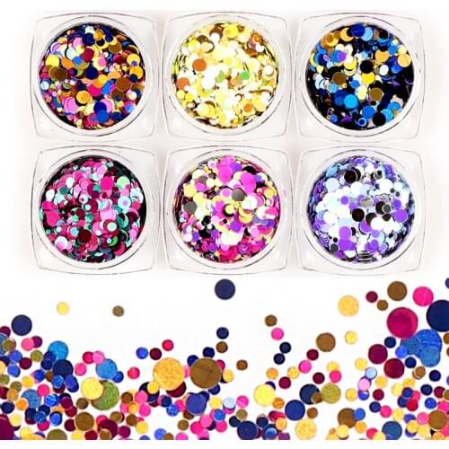 Holographic Sequins Nail Art Glitter Flakes Round Shape Sparkly Paillette For Manicure Tips Polish Nail Decorations Accessories