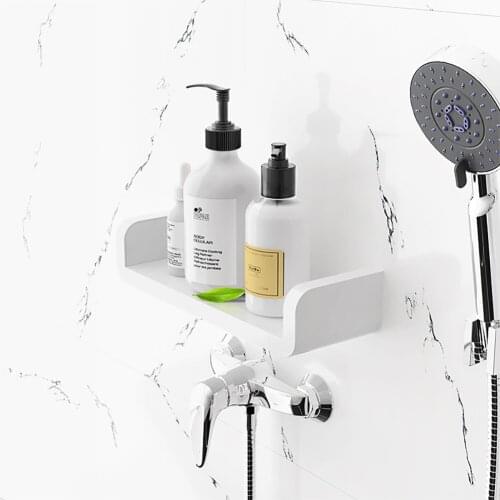 Hot White Storage Rack Bathroom Shelves Single Tier Shelf Shampoo Shelf Kitchen Rack Bathroom Rack Wall-Mounted Shelf Home Decor