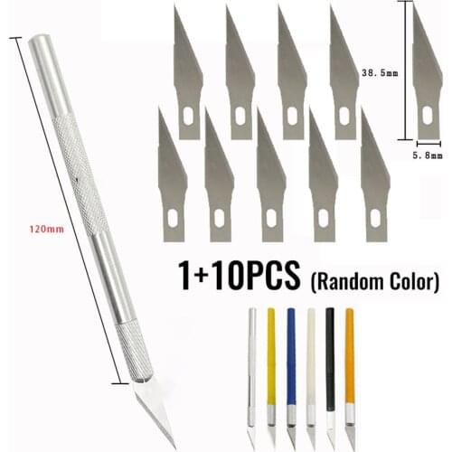 Cutter Blade Cutter Non-Slip Handle Arts Craft Cutting Tool Wood Paper 10 Blades Professional Scalpel DIY Repair Hand Tools