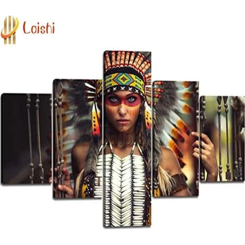 5pcs Full square round diamond painting Modern African American portrait diamond embroidery rhinestone mosaic diamond pattern