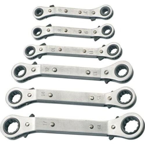DOUBLE RATCHET torque wrench OFFSET RING WRENCH SET 6PCS 6-19mm S-shaped ratchet wrench set Double Head Plum Ratchet Wrench
