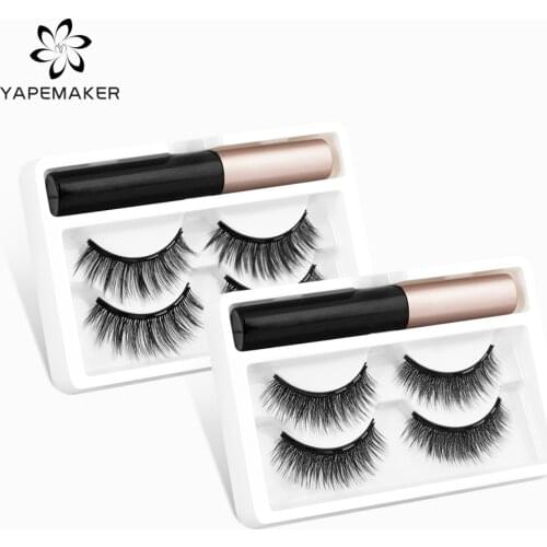 YAPEMAKER 3D Mink Magnetic Eyelashes Natural False Eyelashes Magnetic Eyeliner Set Waterproof Long Lasting Makeup Extension