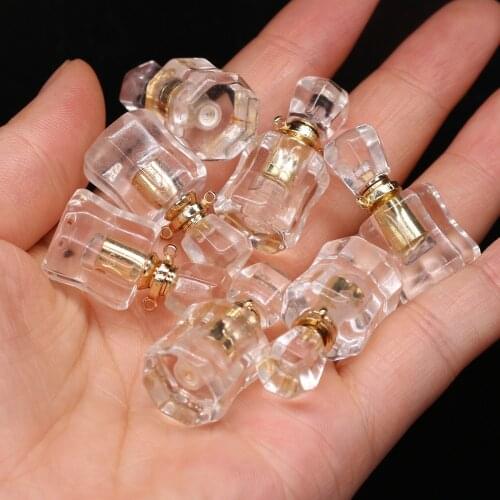 Natural Semi-precious Stones Clear Quartz Stones Perfume Bottle Pendant Semi-Precious for Jewelry Making Necklace Accessories