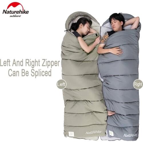 Naturehike Envelope Sleeping Bag Ultralight 2-Person Spliced Sleeping Bag Cotton With Hood Waterproof Portable Outdoor Camping