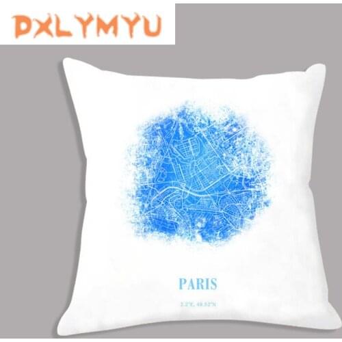 New York Tokyo Paris London City Map Print Decorative Cushion Cover Home Chair Linen Waist Pillow Sofa Car Throw Pillowcase