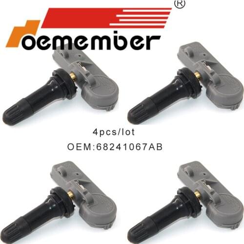 OEMEMBER 4pcs Car Tire Pressure Sensor 68241067AB TPMS Monitoring System For Chrysler Jeep Dodge 433Mhz
