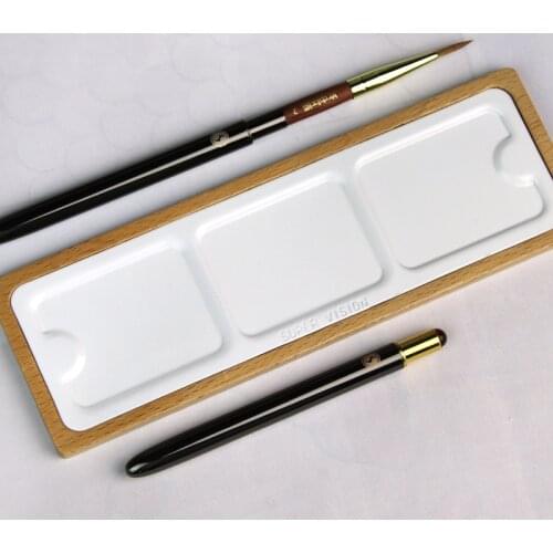 Pigment Palette Paint Travel Portable Solid Wood Palette Ceramic Illustration Mini Palette