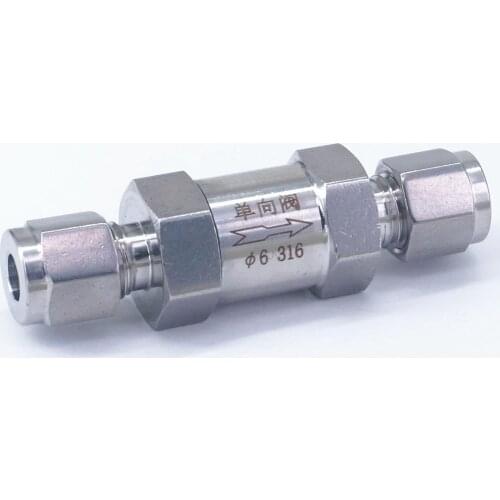 Fit 6mm OD Tube SS316 One Way Non-return Valve Check Valve Water Gas Oil