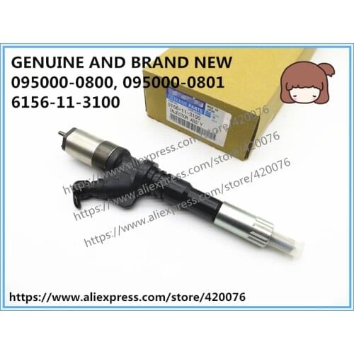 GENUINE AND BRAND NEW COMMON RAIL FUEL INJECTOR 095000-0800, 095000-0801, 6156-11-3100, 6156113100