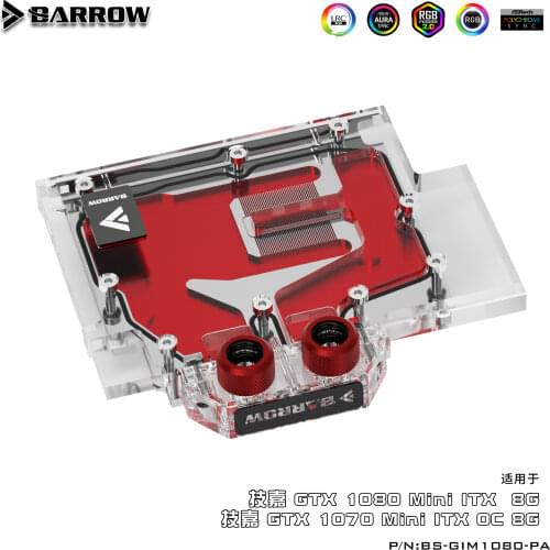BARROW Full Cover Graphics Card Block use for GIGABYTE GTX1080 MINI-ITX-8G / GTX1070MINI ITX-OC-8G GPU Radiator Copper RGB AURA