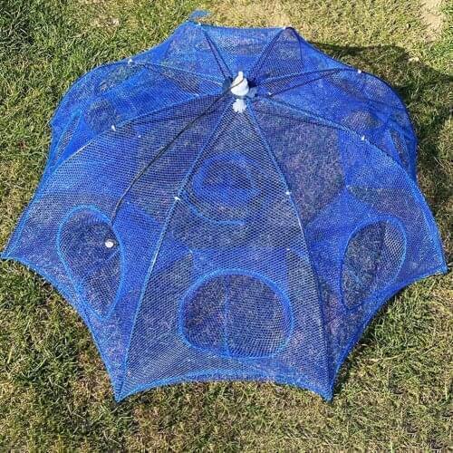 Fishing Trap Cage 8 Holes Multi-specification Carbon Skeleton Folding Umbrella Blue Fishing Cast Net Drop Resistant Fish Cage