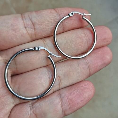 Size 30mm Line 2mm Circle Hoop Earrings Ear Loop Smooth Ring Polishing 316 Stainless Steel Jewelry IP Plating Anti Allergy