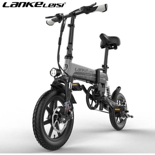 LANKELEISI G100 Foldable Electric Bike 14-inch Mini Anti-skid Thick Tire 400W Brushless Motor Double Suspension Electric Bike