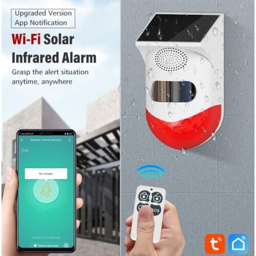 TUYA Smart Wifi Infrared Detector Wifi Alarm System Solar Siren Outdoor PIR Waterproof Wireless Remote Control For Home Security
