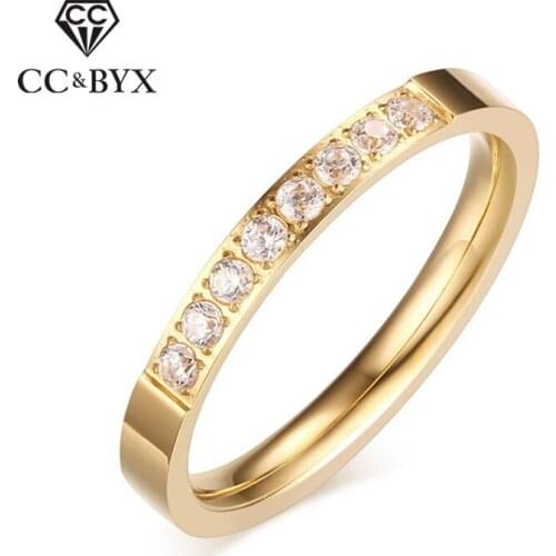 CC Men Rings For Women Stainless Steel Simple Round Diamant Cubic Zirconia Ring Charms Anillos Mujer Drop Shipping CC1338b