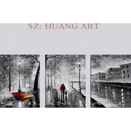 Three combined knife abstract modern city street view street city architectural works was walking down the hall wall art deco so