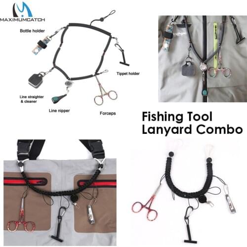 Maximumcatch High Quality Fly Fishing Lanyard with Zinger Tippet Holder Line Nipper Forceps Bottle Holder Fly Fishing Accessory