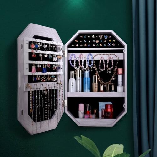 KingYee jewelry storage mirror cabinet furniture decoration jewelry cabinet with mirror woman bedroom cosmetic storage free ship