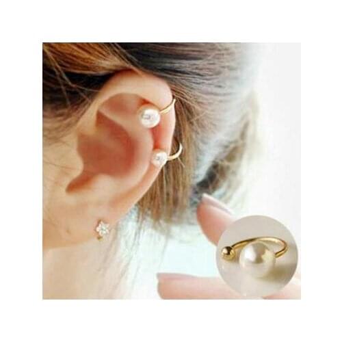 EX001 Wedding party gift 6MM imitation pearl geometry U shape no Earless hole alloy ear bone clip girl birthday gift 1pcs