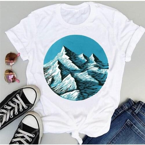 Mountain Tops Landscape Graphics Printed Women T-shirt Summer New Fashion Short Sleeve Tshirts Female Casual O-neck Tops Tee