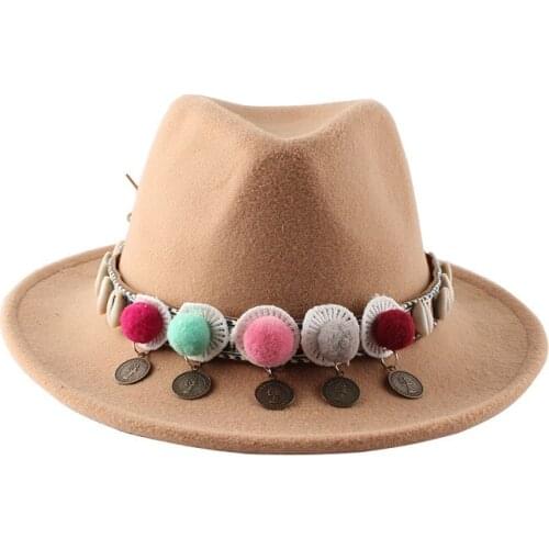 European and American style female autumn and winter retro woolen hat national style flat-edge jazz unisex woolen hat