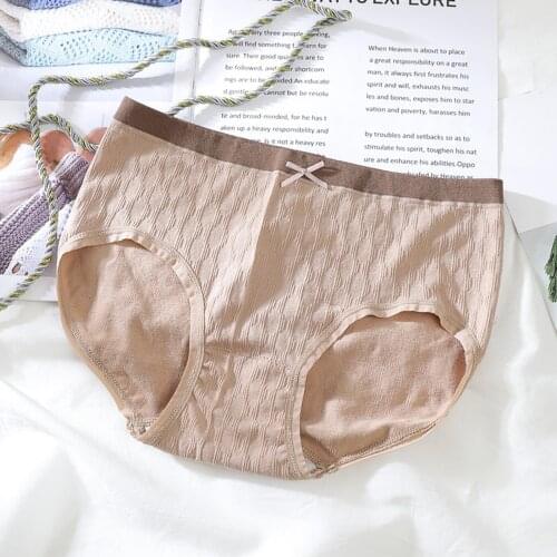 Women Ladies Mid-Waist Japanese Cute Seamless Underpants Breathable Cotton Crotch Panties XIN-Shipping