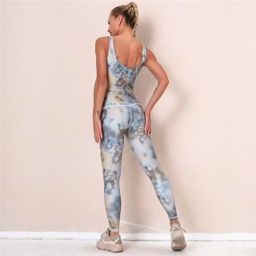 Hamidou Women Sports Suits 2 Pcs Workout Running Sets Sexy Printing Gym Sets Push Up Leggings+Cropped Bra New Fitness Sets