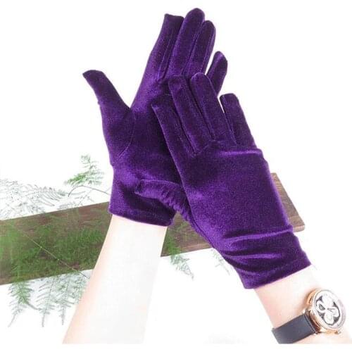 Purple Burgundy Black Coffee Women Slim Velvet Gloves Ladys Elastic Club Performance Formal Party Dress Glove Finger Guantes