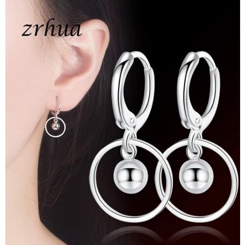 ZRHUA New Design Pearls Earrings Silver Color Drop Earrings For Women Jewelry Free Shipping Brincos Round Bijoux