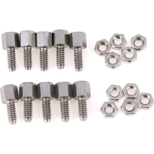 10Sets 5+7mm Header Plate Bracket Stud Bolt & Nut Nuts Screw D-Sub VGA serial