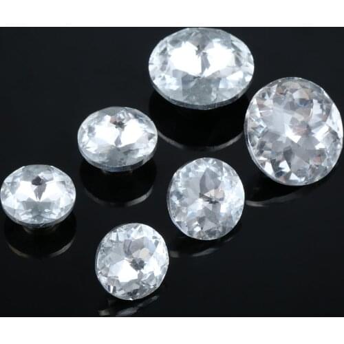 10Pcs 20/22/30mm Dia. Clear Diamond Crystal Glass Upholstery Nails Button Tacks Studs Pins Crafts Sofa Wall Furniture Decoration