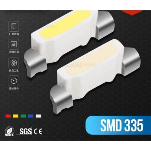 2000pcs/lot 0.1W Side Light SMD335 Red Yellow Blue Emerald Green White Light Side Light Highlight 335 SMD Light-Emitting Diode