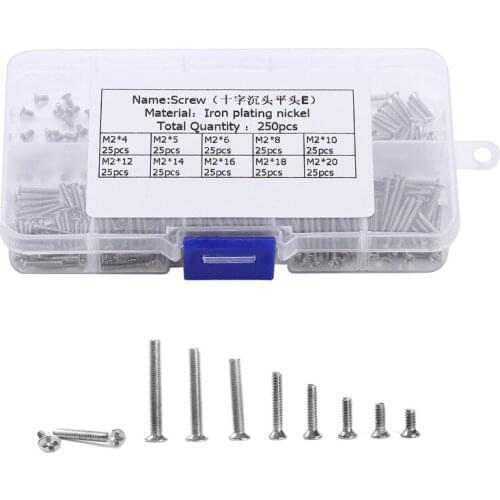 250Pcs Silver Flat Head Phillips Screws Iron nickel plated Nuts Cover Bolts Protect Furniture Exterior repair Hardware Fasteners