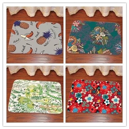 40*60cm Flower Tree Bird Pattern Entrance Anti-Slip Suede Carpet Door mat doormat Outdoor Kitchen Living room Floor Mat Rug