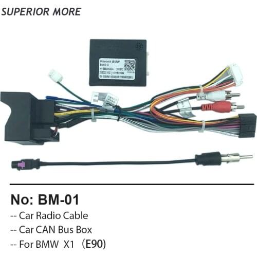 Car Radio Cable CAN BUS for BMW X1 16pin Power Wiring Harness 2din DVD Android Multimedia Player Connector Socket