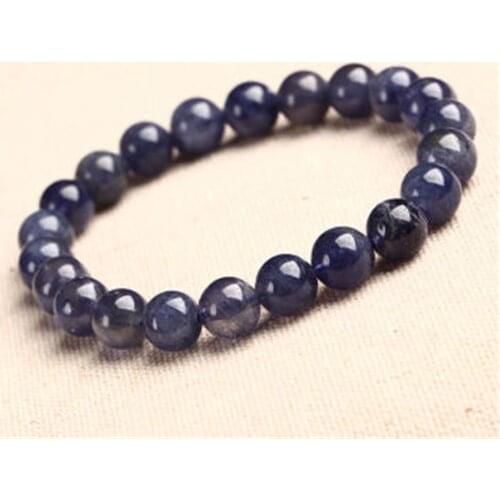 Free Shipping 9mm Natural Blue Dichroite Cordierite Iolite Stone Stretch Bracelet For Women Femme Charm Crystal Bead Bracelet