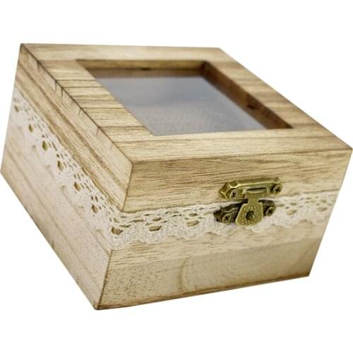 Wooden Ring Box Holder Wedding Engagement Ring Bearer Box Decorative Jewelry Box