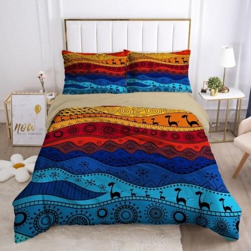 Fanaijia African Woman Bedding Sets Double Size Africa Bohemian Duvet Cover and Pillowcase King Comforter Set