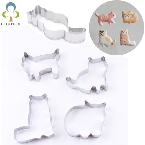 5pcs/lot Stainless Steel Cat Cookie Mould Fondant Baking Tools Cake Cookie Biscuit Cutter Mould Pastry Baking Tools LYQ
