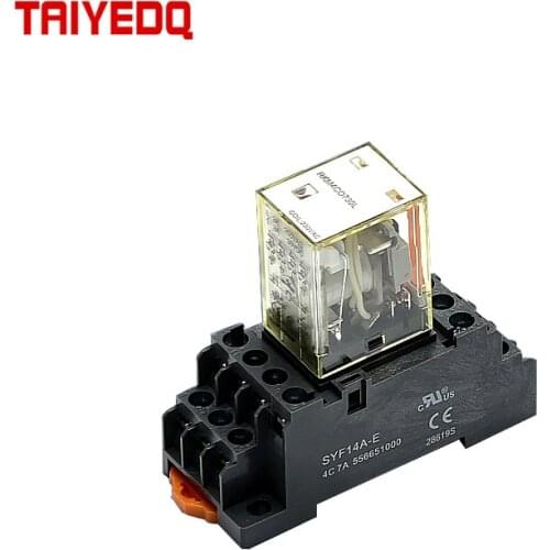 Small Power Intermediate Relay RKM4C Set DC 24V AC 230V 14 Feet 3A HH54P MY4NJ Silver Alloy Contacts With Socket Base LED