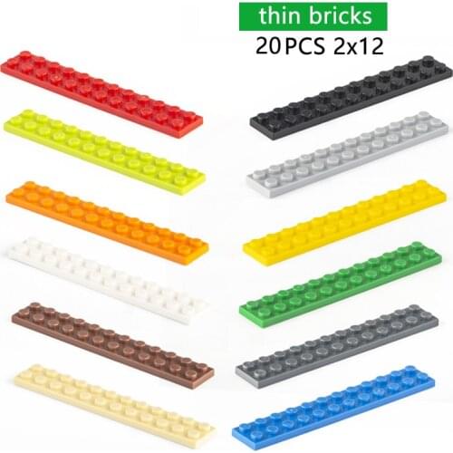 DIY Building Blocks Thin Bricks 20pcs 2x12Dots Educational Creative Size Compatible With Other Brand Assemble Toys for Children