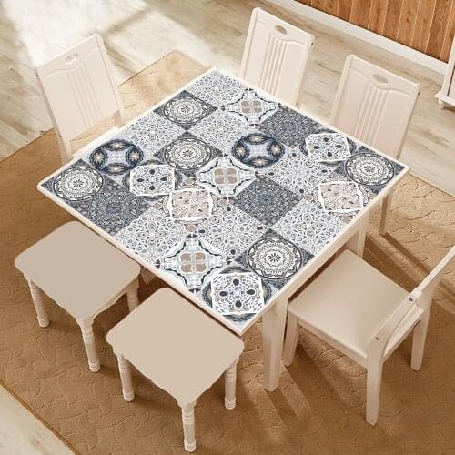 10pcs Gray Retro Pattern Matte Surface Abrazine Tiles Sticker Transfers Covers for Kitchen Tables Ground Hard-wearing Art Mural