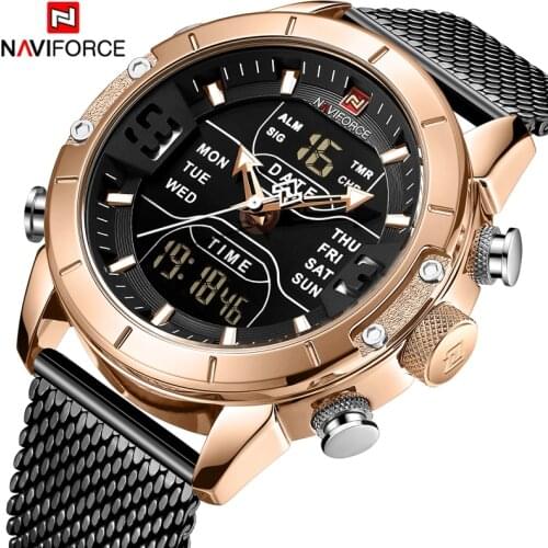 NAVIFORCE Men Watch Top Brand Luxury Dual Display LED Clock Bussiness Watch Waterproof Quartz Wrist Watch Relogio Masculino