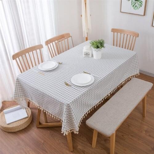 Nordic Vintage Plaid Tassel Tablecloth Wedding Dining Party Home Decor Table Cloth Cover Towel