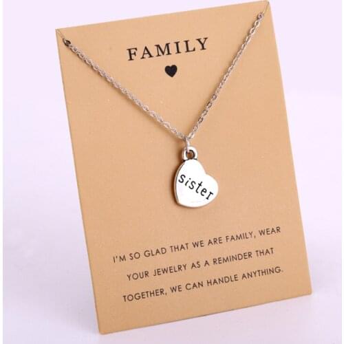 Mom Sister Grandma Aunt Uncle Daughter Dad Son Brother Grandpa Family Necklaces Heart Women Men Unisex Jewelry Christmas Gift