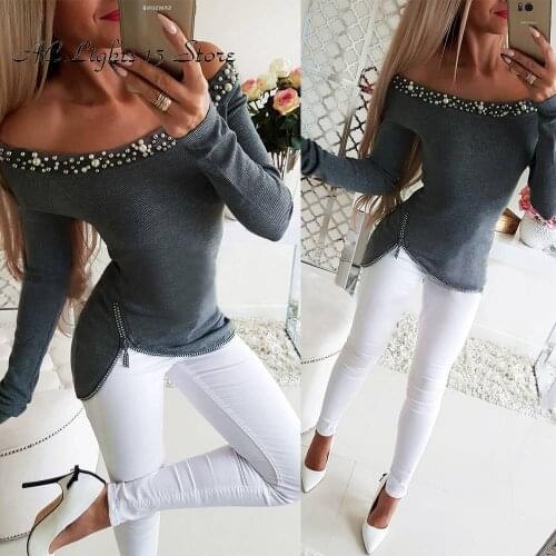 Sexy Off The Shoulder Top Long Sleeve Black Blouse Women Spring Slim Fit Peal Slash Neck Zip Blouse Blusas Mujer De Moda 2020