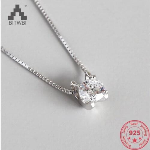 Authentic Silver 925 Jewelry Zircon Woman Girl Female Diamond Necklace Pendant Sacred Holiday Gift