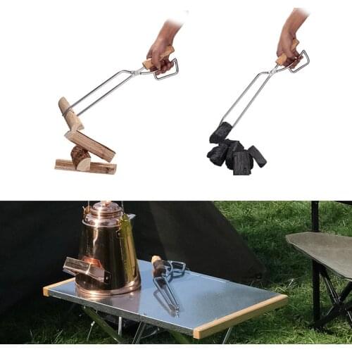 Portable Outdoor Stainless Steel Fire Tongs BBQ Stove Burning Table With Carbon And Extended Charcoal Clip Camping Duckbill Tong