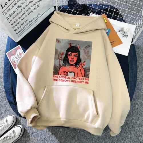 Pullover Cartoon Little Devil Girl Personality Print Hoodie For Man Comfortable Male Streetwear Daily Casual Mens Hoody