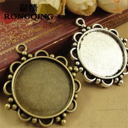 RONGQING 25mm 30pcs/lot 2 colors Flowers Retro Tray DIY Accessories Wholesale Craft